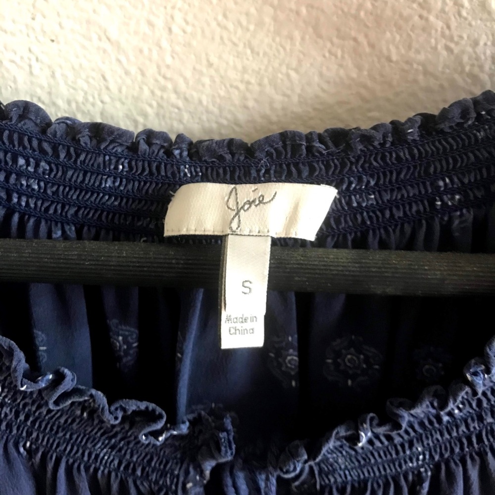 Joie Masha Silk Print Navy Short Sleeve Top Small - Picture 6 of 6